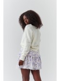 Light skirt with ruffles in flowers, creamy lilac 4007 - Online store - Boutique